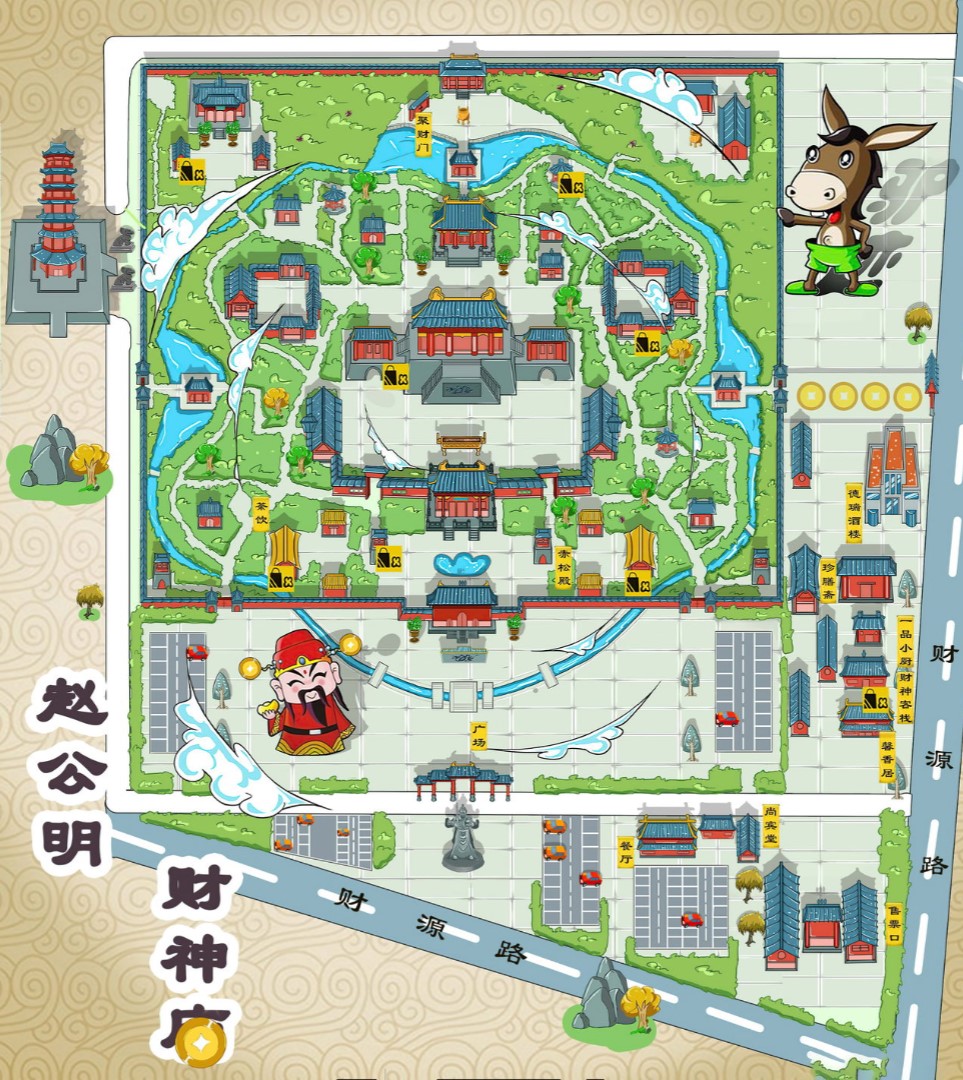 吉林寺庙类手绘地图